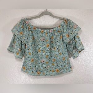 Anthropologie Laia Ashtabula Eyelet Floral Off-The-Shoulder Blouse Women’s XS